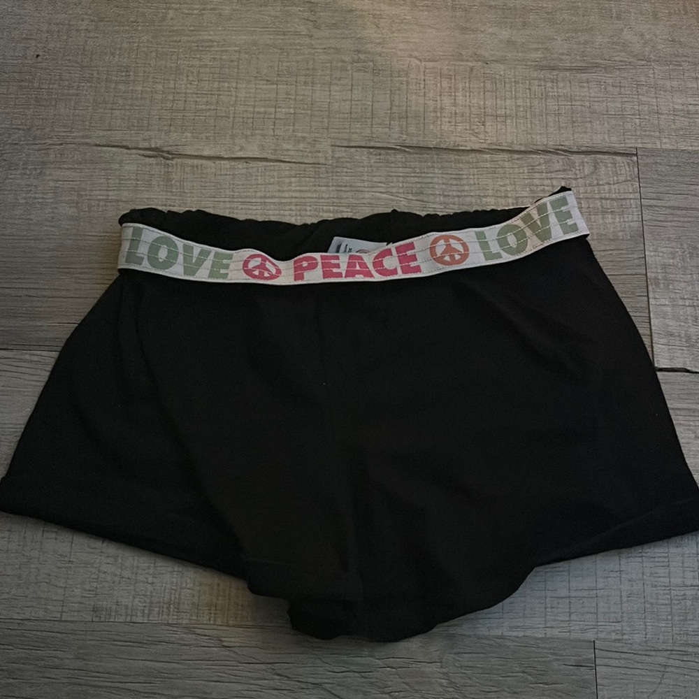Kids Black Shorts with Peace Love Waistband